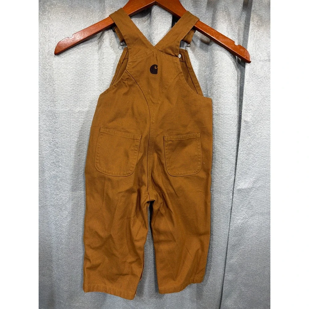 Carhartt Kids 12M Brown Duck Cotton Canvas Bib Overalls Double Front Snaps